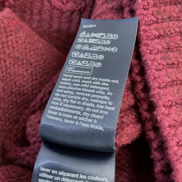 Tommy Hilfiger Sweater Wool Oversized Logo Burgundy Ski (S) - Picture 6 of 7